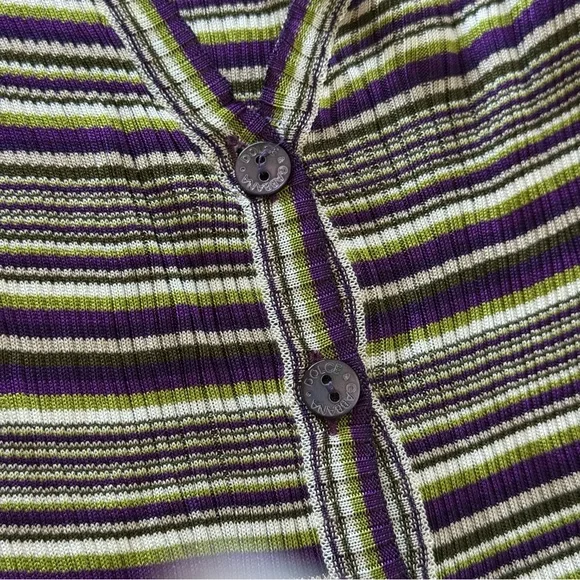 Dolce & Gabbana Striped Long Cardigan with Purple Accents, Size 38
